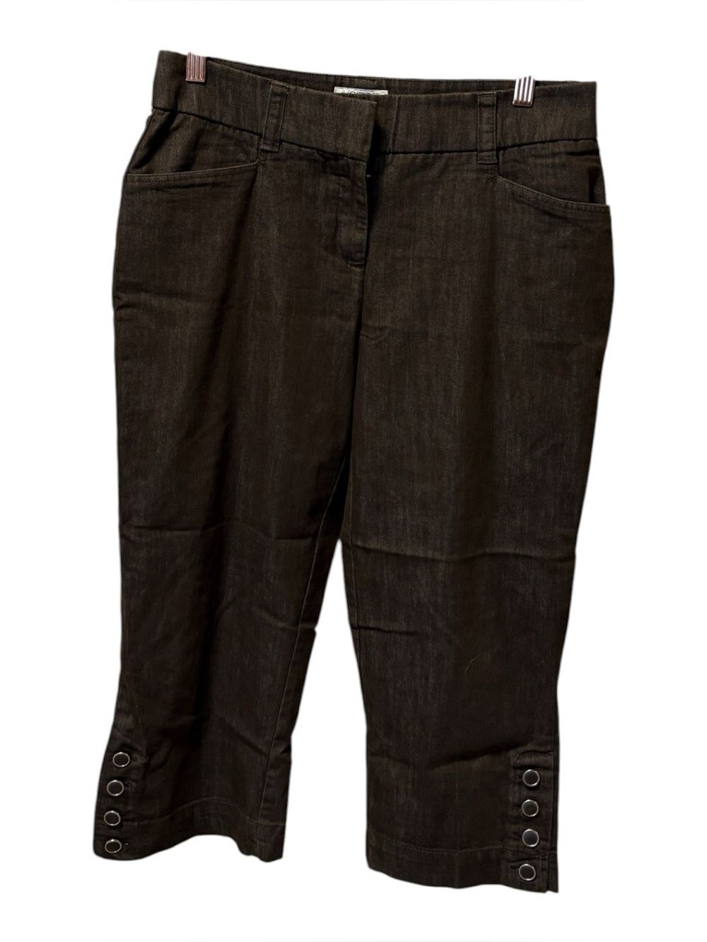 Cato Brown Cropped Capris with Button Hem Accents